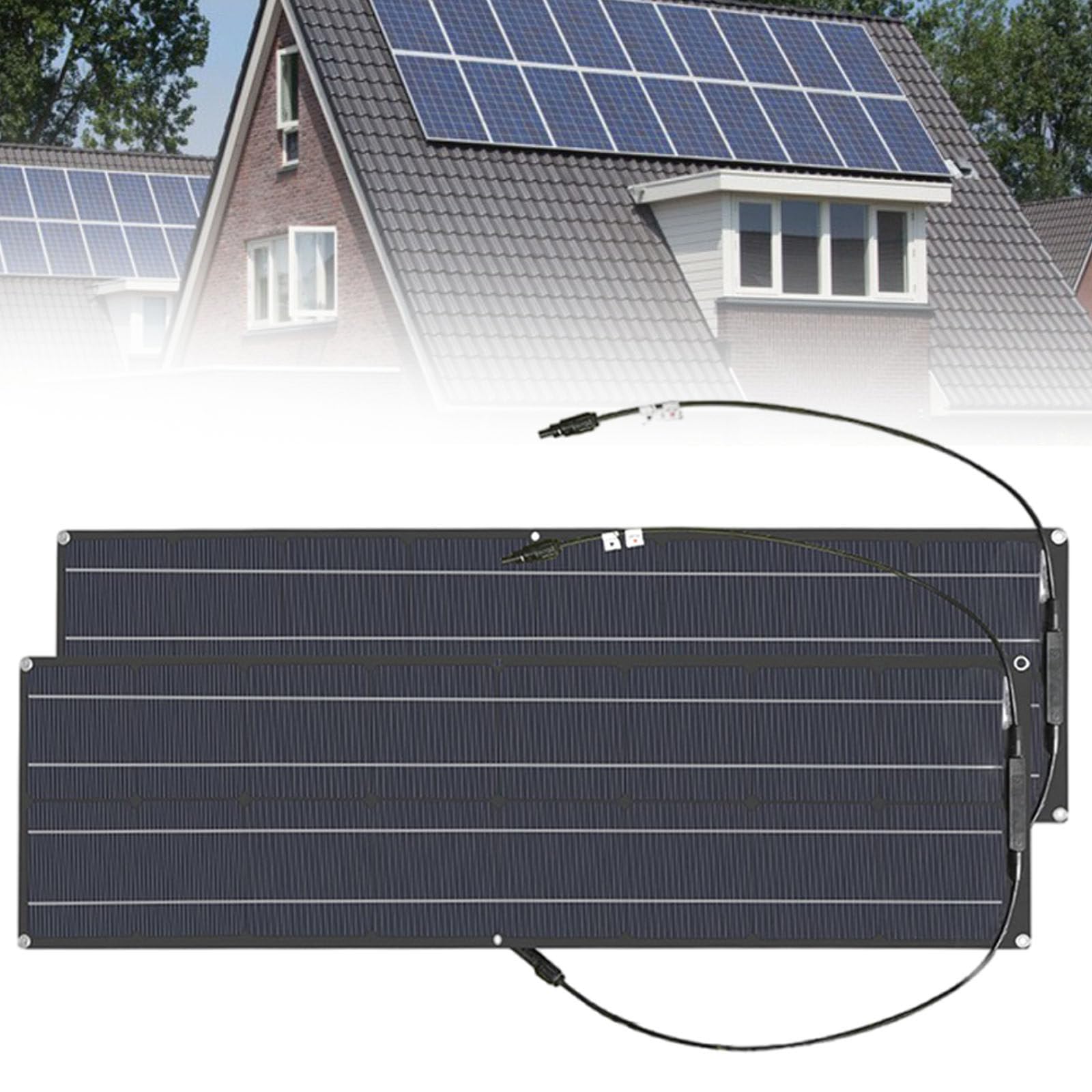 Pannello Solare Flessibile, Kit Di Espansione Pannello Solare Da Tetto Da 400 W, Ip67 Kit Di Montaggio Solare Portatile Impermeabile, Solare Aggiuntivo Alimentazione Per La Ricarica Della,Black