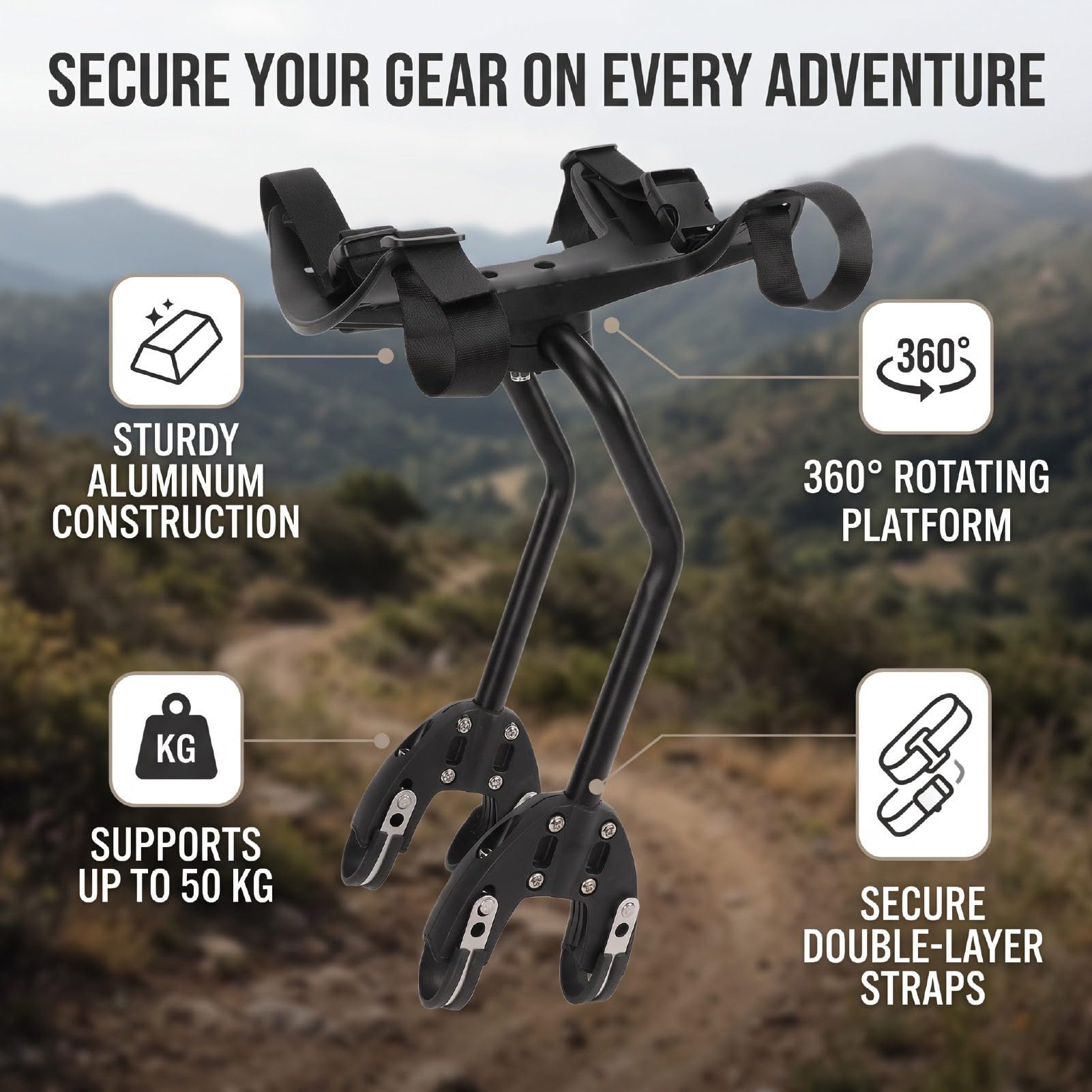 POENVFPO Portabicicletas Trasero para Bicicletas de Montaña y de Carretera,