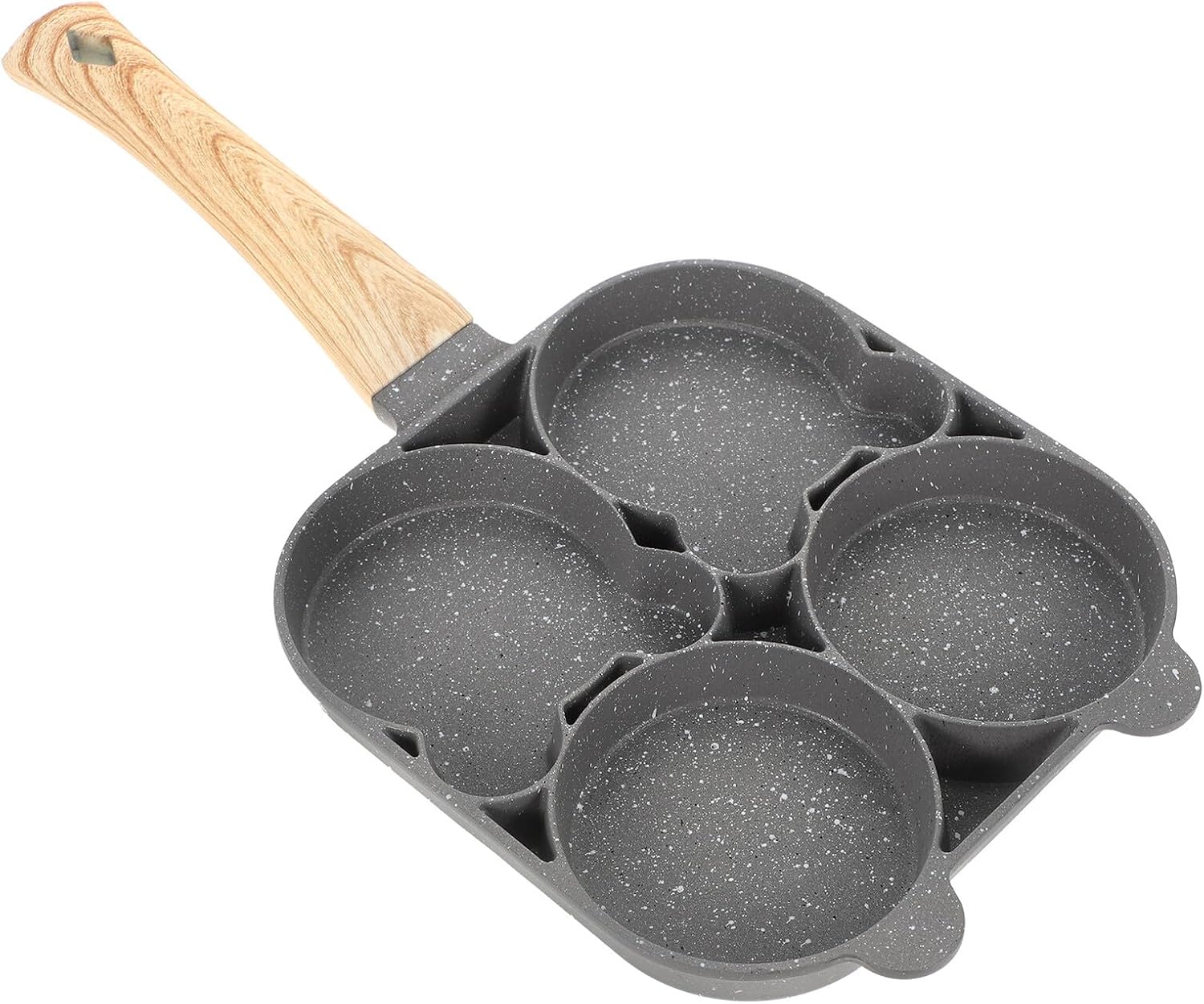 BESTYASH Non-stick Egg Frying Pan Mini Pancake Pan with 4 Holes Gas and Induction Compatible Small Bear Wood Grain Omelette Mold for Home Kitchen Use
