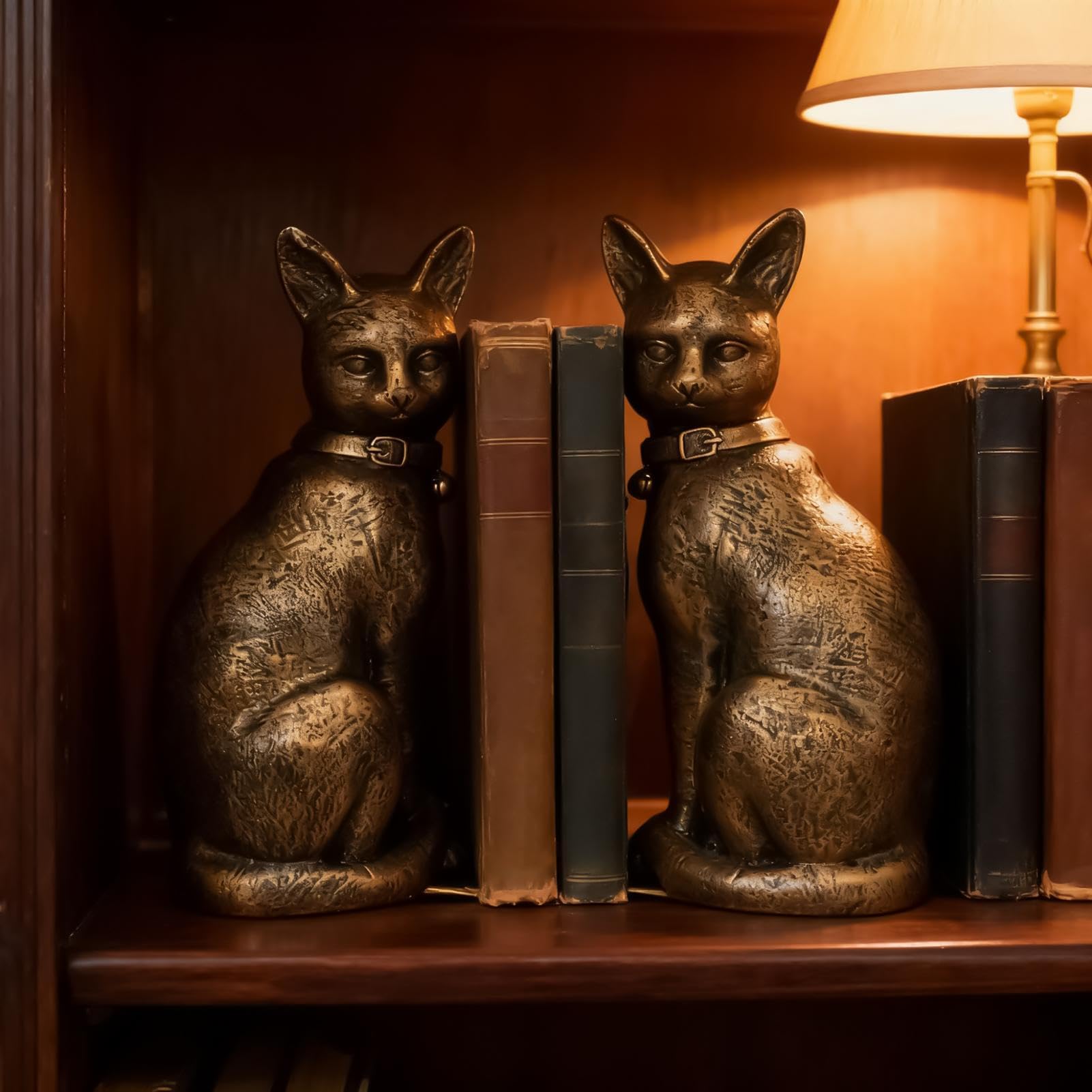 Podpórki Do Książek Na Półkę Retro figurka kota wykonana z żywicy | Dekoracyjne podpórki do książek Dla biblioteki, pokoju do nauki, sypialni, studentów oraz nauczycieli, miłośników czytania,