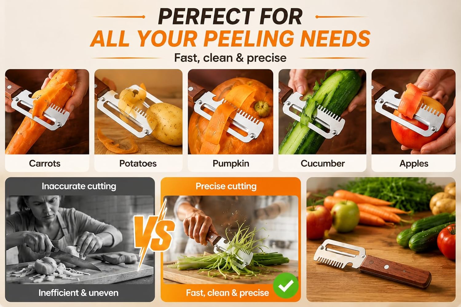 2026 New Multifunctional Vegetable Peeler for Kitchen,Stainless Steel Peeler Zero Flex Design,Potato Peeler stainless steel,Vegetable Peeler Stainless Steel & Apple Peeler Tool with BLACK WAVE KNIFE image 5