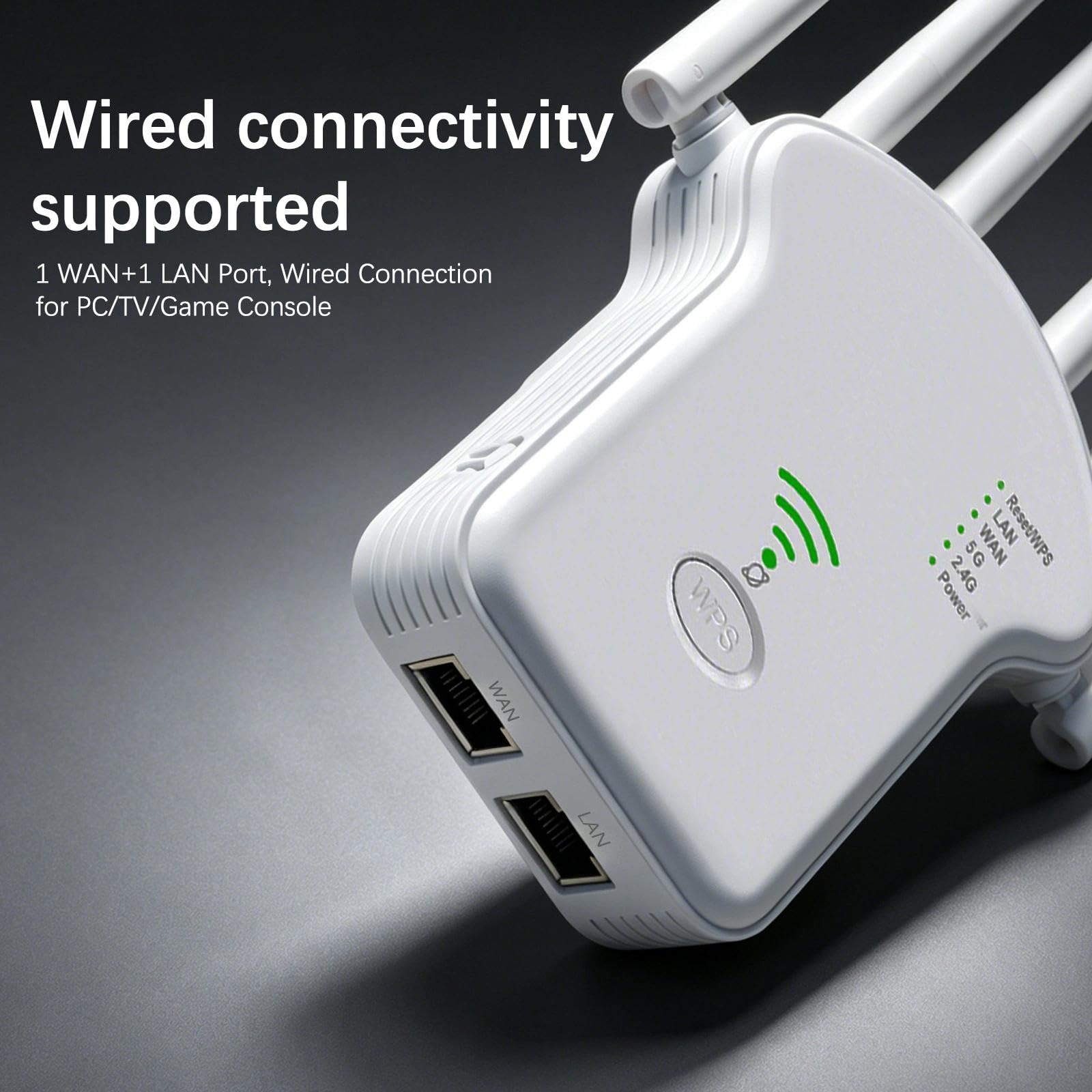 Ripetitore WiFi Potente,Ripetitore Wireless Wifi Extender e Access Point Amplificatore Wifi Extender 1200Mbps (2.4GHz/5GHz) con Porta LAN, 6 Antenne Esterni Copertura Completa a 360°