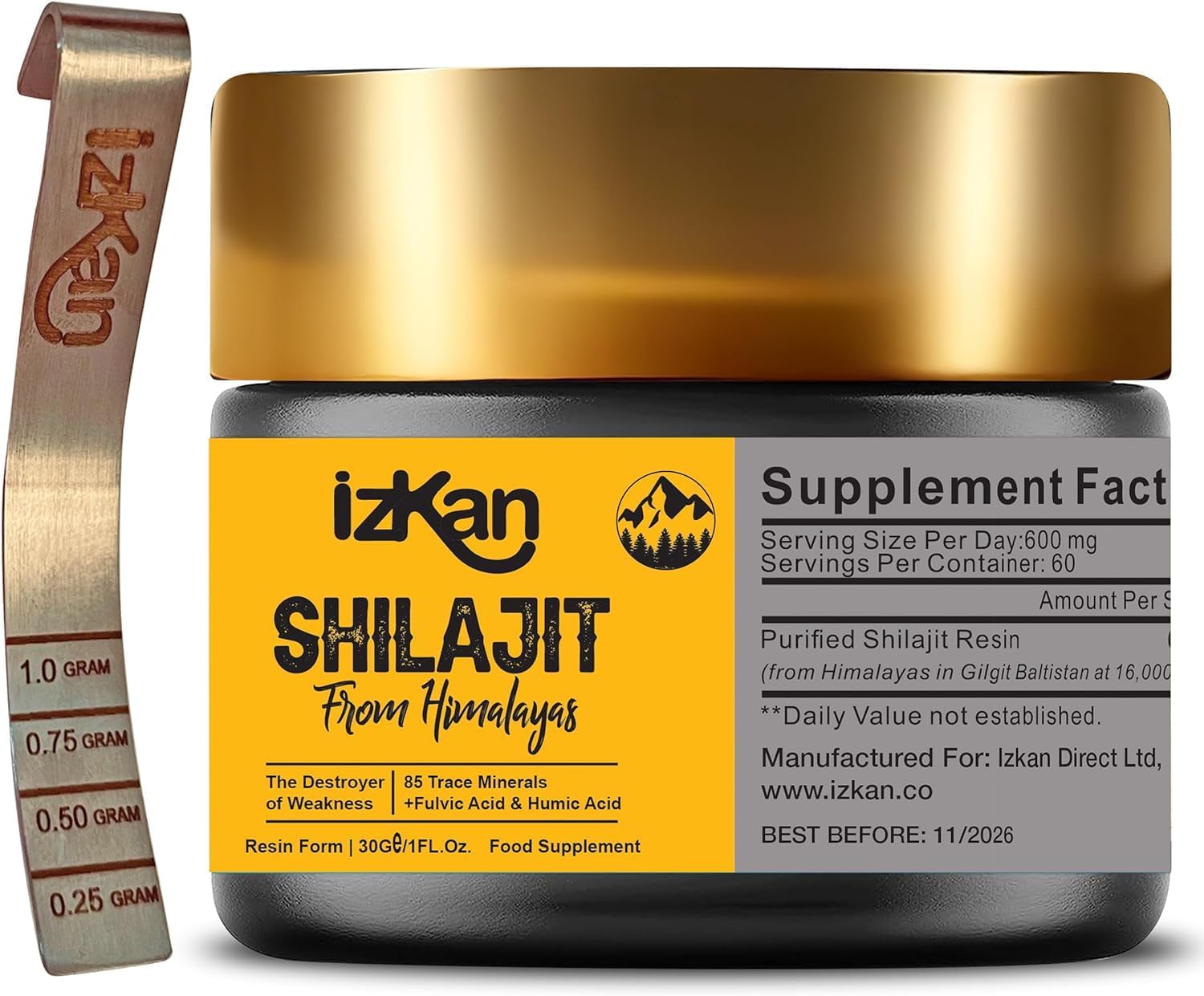 Original Himalayan Shilajit 30g – 600mg Sun Dried Gold Grade 100% Pure Natural Shalajit, Rich in | Fulvic & Humic Acid |,| Minerals, Immune System | | Energy Booster | |Strength, Focus| Vegan (1X)