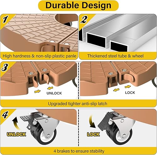Miniatura 4 de Goovilla Soporte para plantas con ruedas resistente, 1 paquete ajustable de 15 a 22 plantas con ruedas giratorias bloqueables de 440 libras, soporte