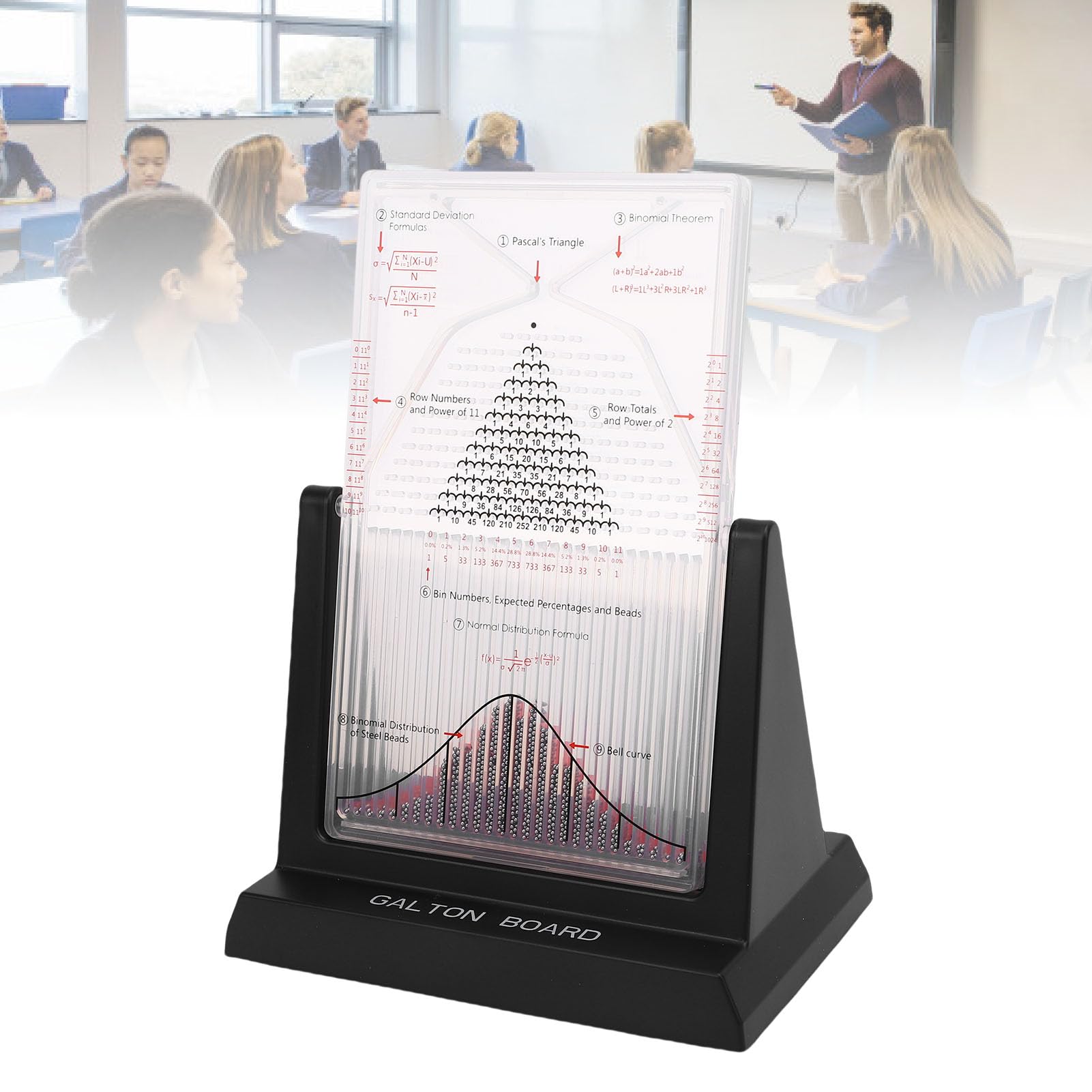 Fafeicy Démonstrateur de Probabilités Modèle de Distribution Normale Aide à l'enseignement de la Physique avec 2800 Perles Métalliques Outil de Démonstration de Loi pour Les Expériences