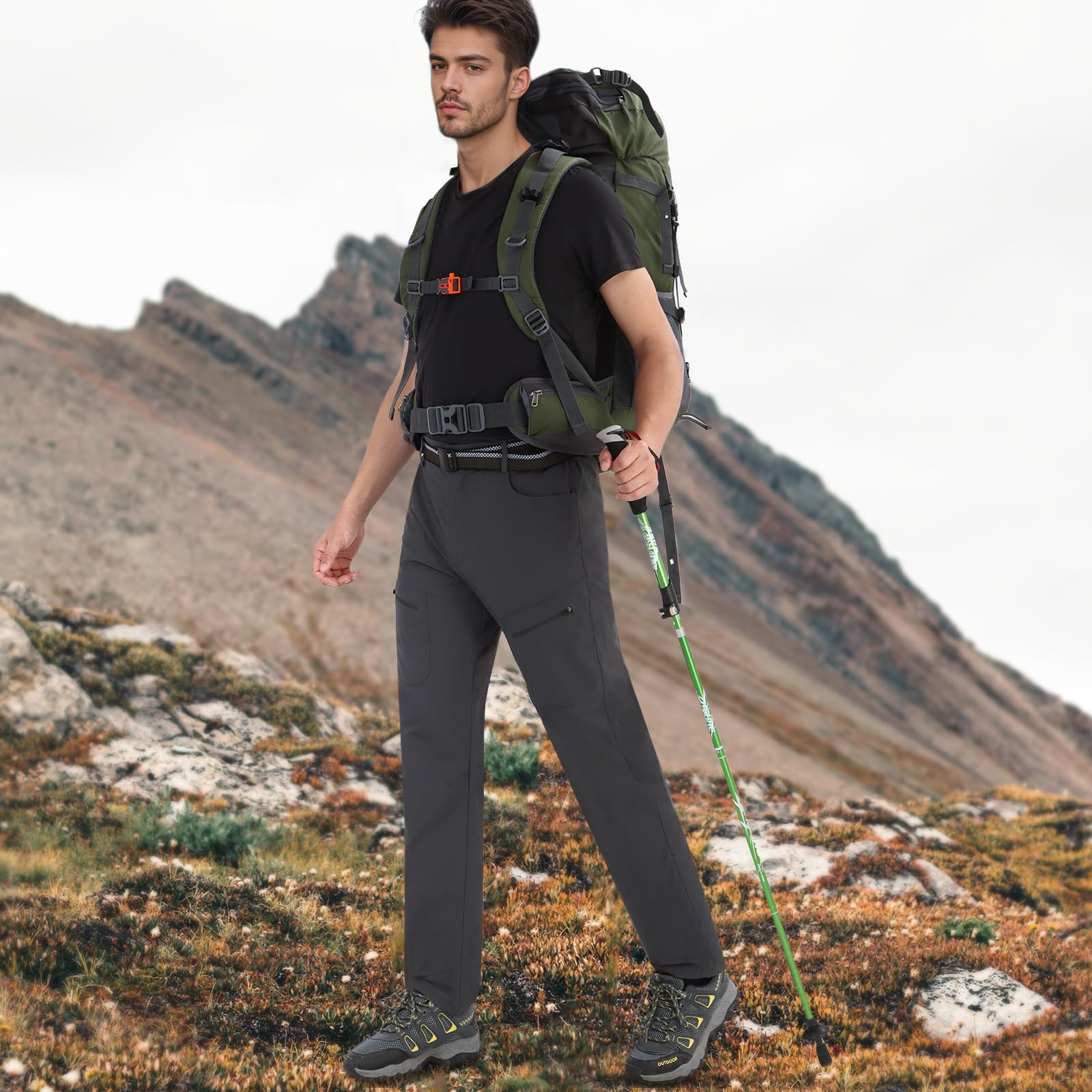 Męskie spodnie trekkingowe, lekkie spodnie podróżne typu safari, letnie szybkoschnące oddychające spodnie wędkarskie na zewnątrz