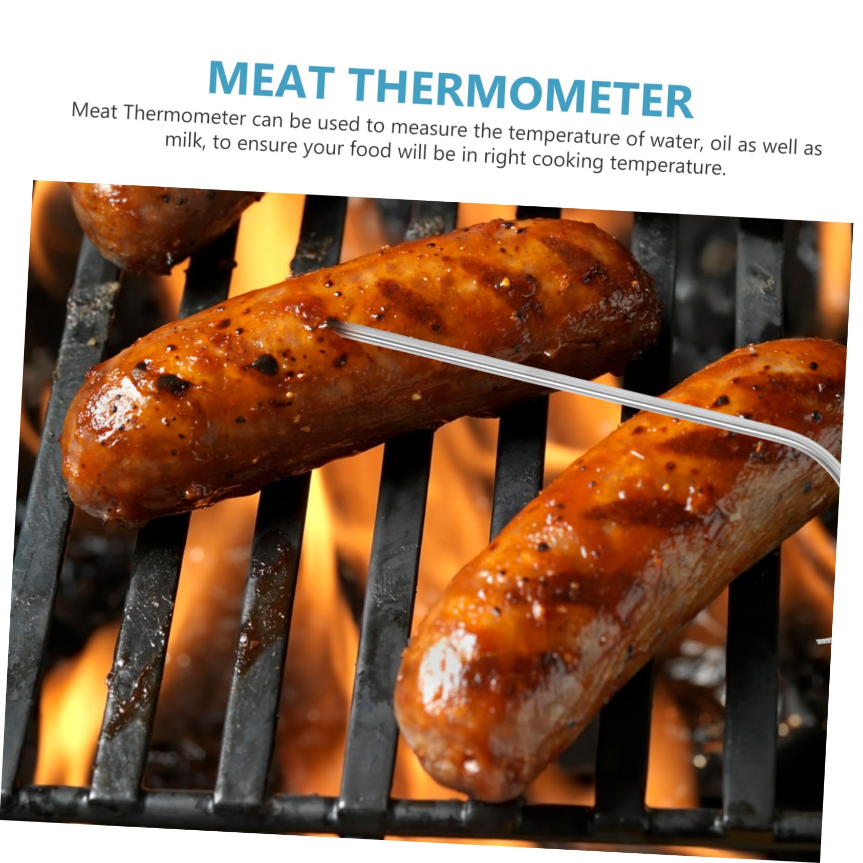 VANZACK 2 Sätze Bbq Temperaturfühler Hochtemperaturbeständiger Grillthermometer mit Silikongriff für Fleisch und Lebensmittel Präziser Temperatursensor für Grill