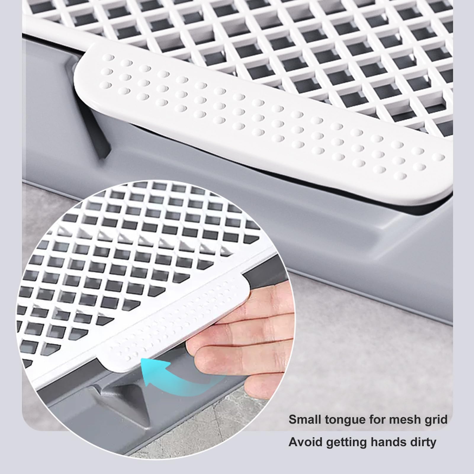 Chiot Potty Training Tray Détachable Lavable Maille Chien Pee Pad Titulaire Plateau pour Petite Race Chiens Intérieur Extérieur Utilisation Durable PP Polypropylène Matéri (Gris)