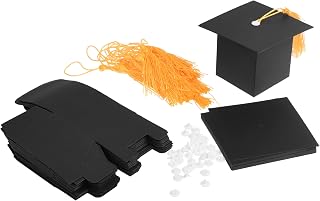 CM 20 cajas de caramelos de graduación, color negro, caja de regalo con borla