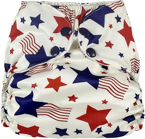 Pañal de tela impermeable, reutilizable, cubierta exterior ajustable sobre una capa interior absorbente para evitar explosiones de orina, estrella