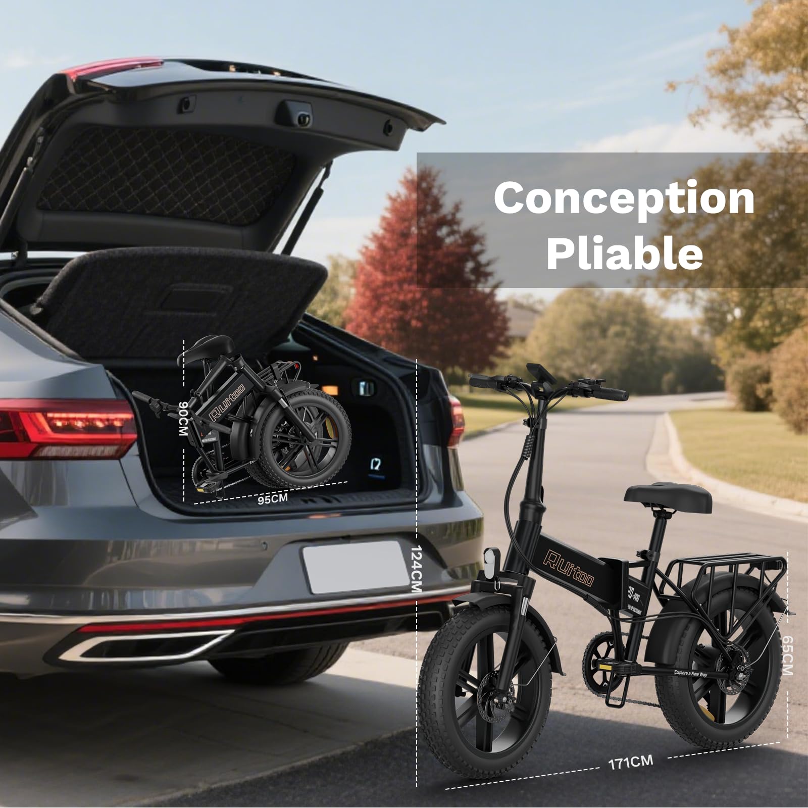 E20 Pro Vélo Électrique – Pliable, Batterie 48 V 13 Ah, Autonomie de 45 à 80 km, Pneus Larges 20"×4.0", Étanchéité IPX5, Écran LCD — Idéal pour la Ville et Le Tout-Terrain