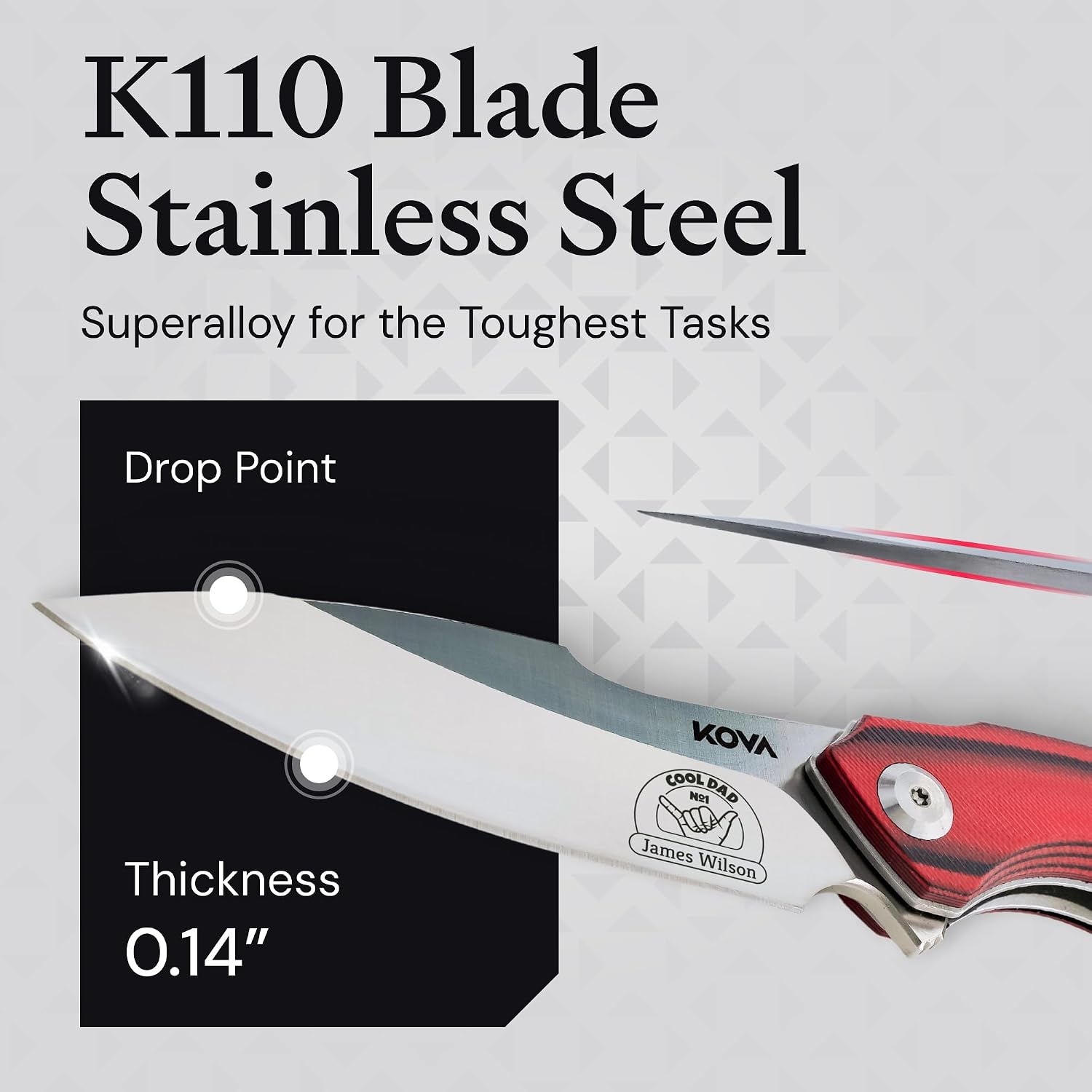 KOVA Personalized Blaze Pocket Folding Knife – Сustom Engraved Outdoor EDC Knife for Hunters and Anglers, Gift-Ready Engraving for Anniversary Birthday Christmas for Husband Dad Brother