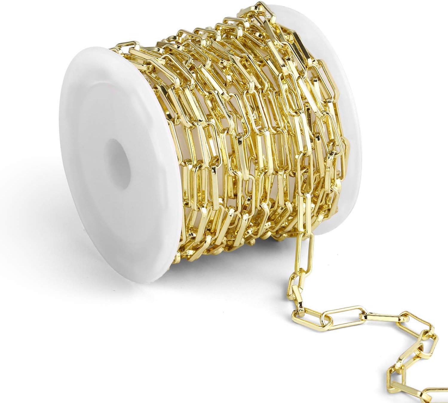 ALEXCRAFT Chains for Jewellery Making Stainless Steel Chain Creation Jewellery Accessories for Jewellery Creation DIY Bracelets Necklace Trombone Chain Gold Plated 3.6 m/4 x 10 mm