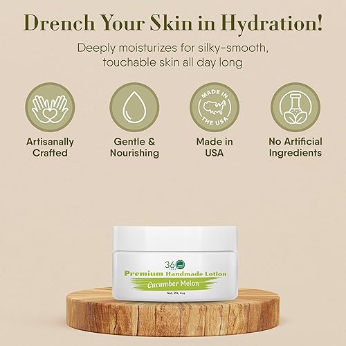 Miniatura 3 de 360Feel Loción corporal de pepino y melón, aceite de coco y oliva hidratante, fórmula no grasa, suave para pieles sensibles, infundida con aceites