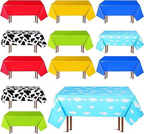 Hosuly 12 manteles de historias inspiradas en juguetes para decoración de fiesta de cumpleaños, cubierta de mesa de historia, decoración de fiesta