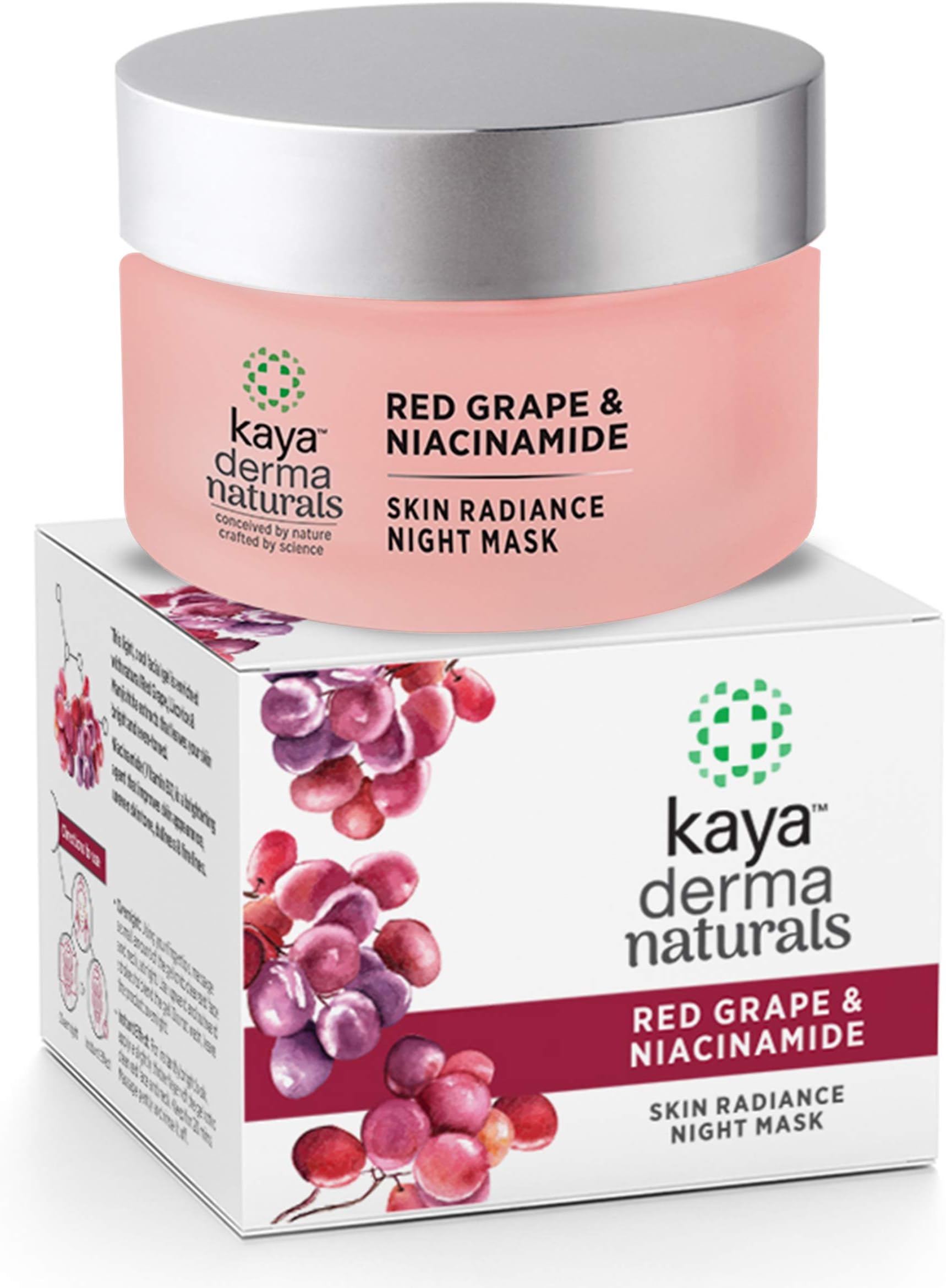 Kaya Clinic Red Grape & Niacinamide, Skin Radiance Night Mask Face Gel with Licorice & Manjistha for Skin Brightening & Even Tone, 50g