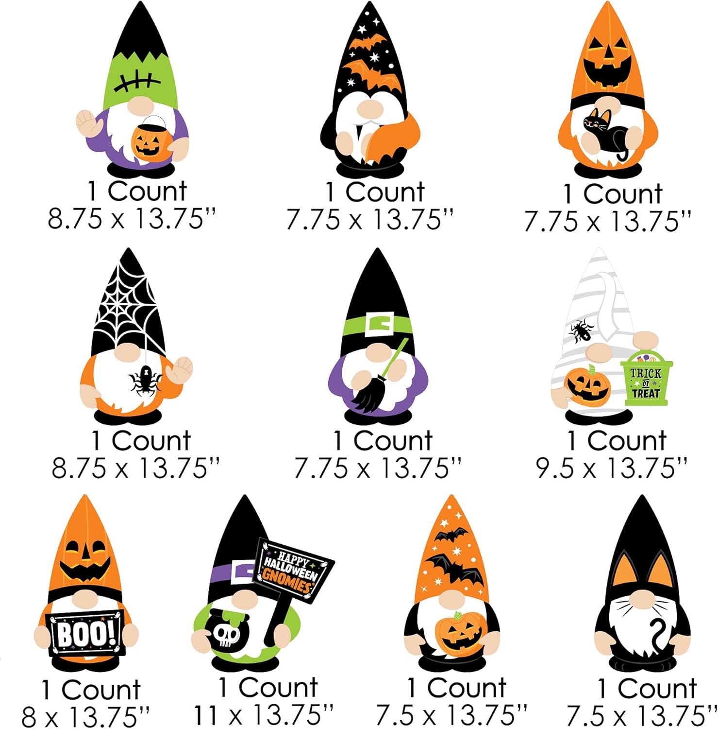 Big Dot of Happiness Halloween Gnomes - Gnome Lawn Decorations - Halloween Cutouts - Halloween Decorations - Spooky Fall Party Decorations - Halloween Lawn Decorations - 10 Piece
