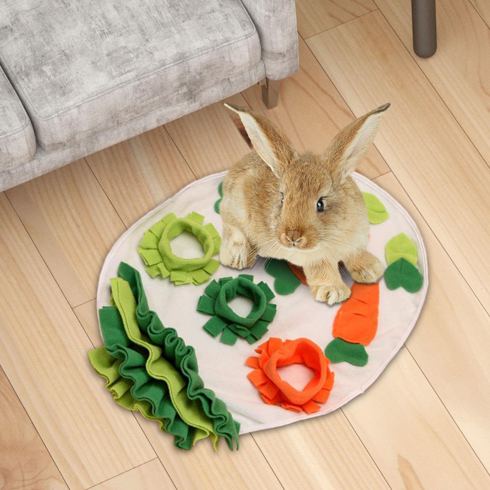 Guinea Pig Futtermatte Kaninchen Schnüffelmatte Kleines Tier Spielpolster Futterspender mit Bunten Mustern Und Rutschfestem Boden für Haustierunterhal, Oval