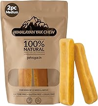 PetVogue Himalayan Yak Cheese Dog Raw Chew Stick | Young Adult,Long Lasting Rawhide, Stain Free, Protein Rich, Low Odor | 100% Natural, Healthy & Safe | No Lactose, Gluten Or Grains |Medium Pack