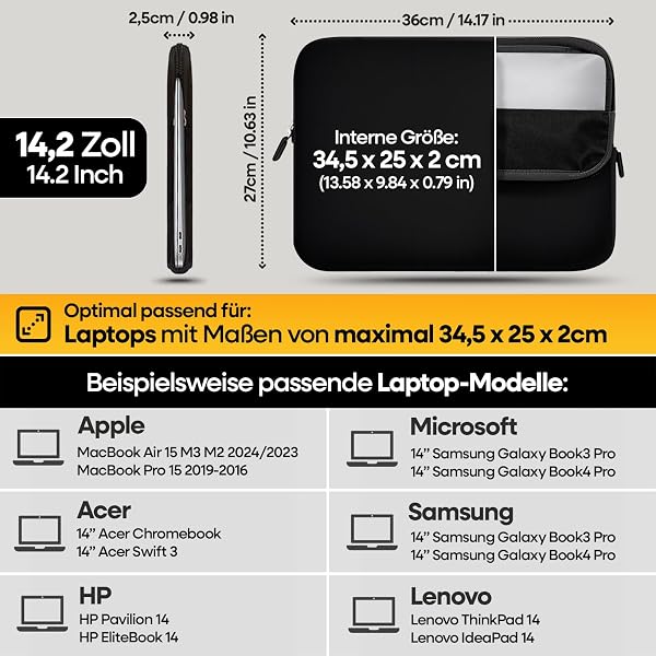 SIDORENKO 14-14.2 Pollici Custodia Notebook - Borsa per Laptop in Neoprene -Borsa per Laptop in Neoprene, Custodia per Computer PC Sleeve Cover - 42 Disegni da Scegliere, Multicolore - 2