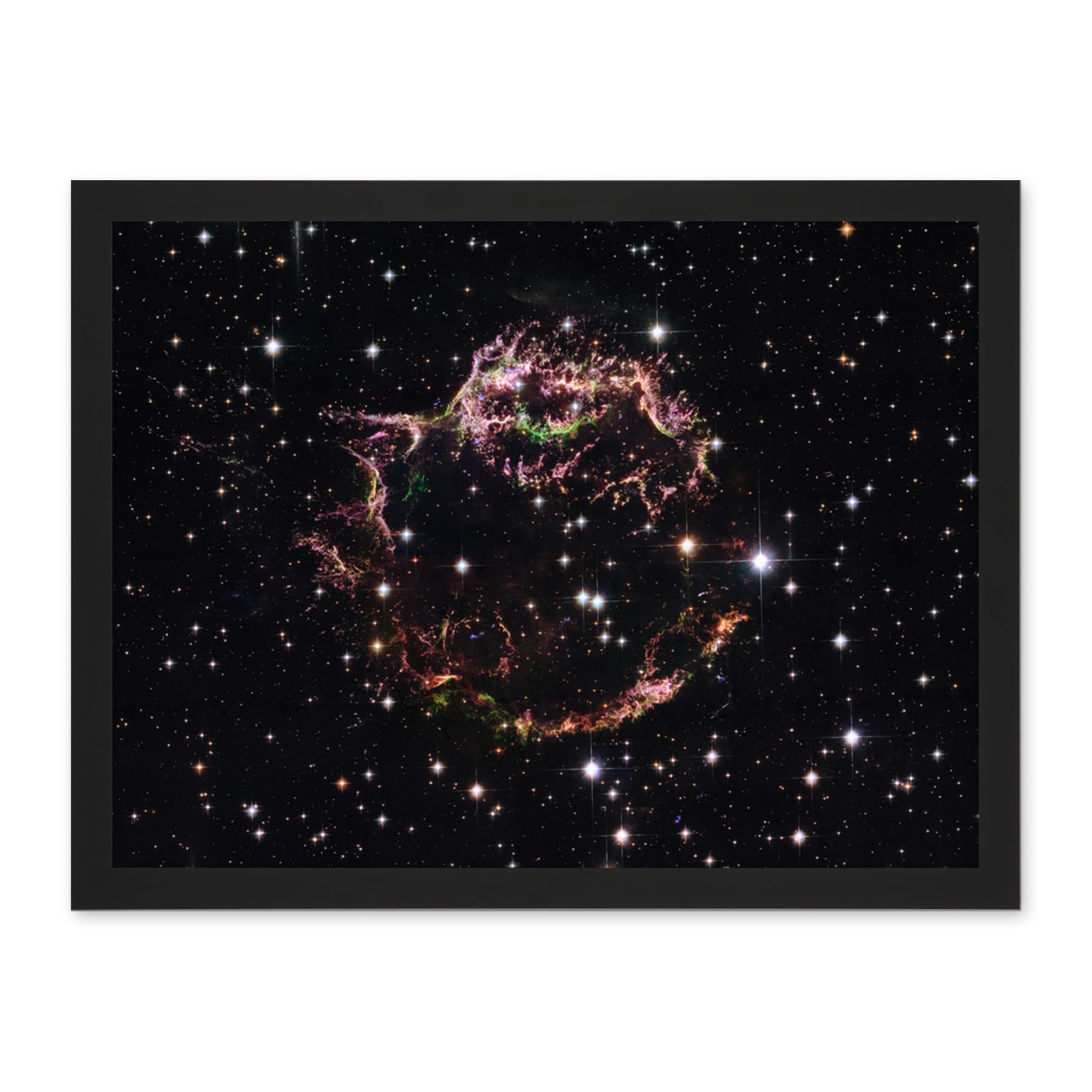 Artery8 Hubble Space Telescope Image Supernova Remnant Cassiopeia March 2004 Composite Structure Star Fragments Youngest Stellar Explosion Milky Way Artwork Framed Wall Art Print 18X24 Inch