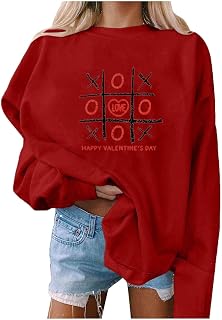 MUDUH Women's Autumn And Winter Casual Hoodless Sweater Love Printing Pullover Loose Sweater Fall Top