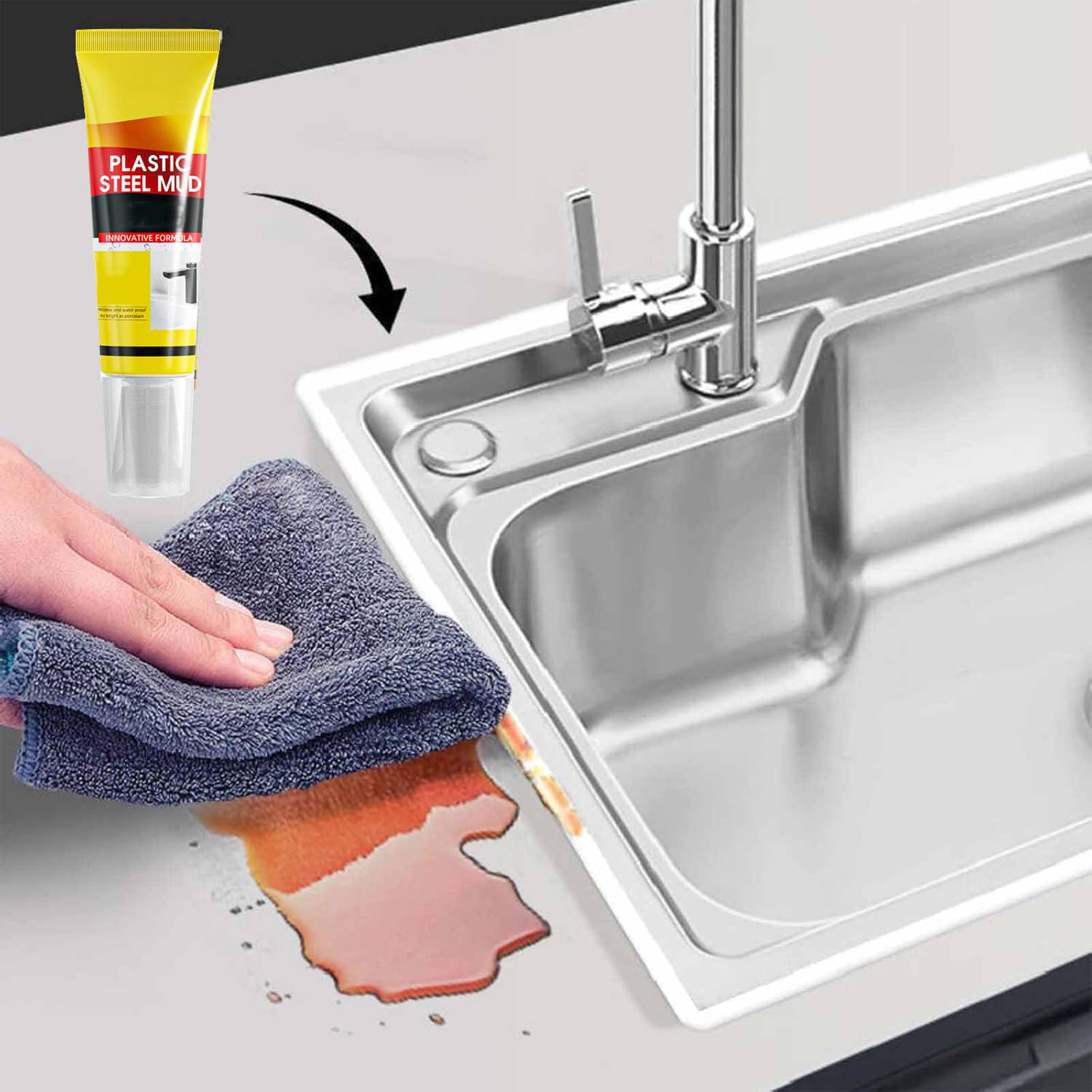 Multifunctional Waterproof White Caulk,120ml Plastic Steel Repair Adhesive,Sink Caulking Sealant Kit for Window Toilet, Quick-Drying, Shrink, Crack Proof (1PC)
