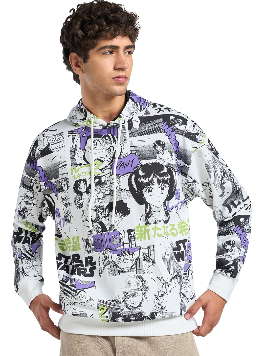 bewakoof Official Star Wars Merchandise Men's All Over Printed Oversized Fit Full Sleeve Poly Cotton Hoodies-picture-10