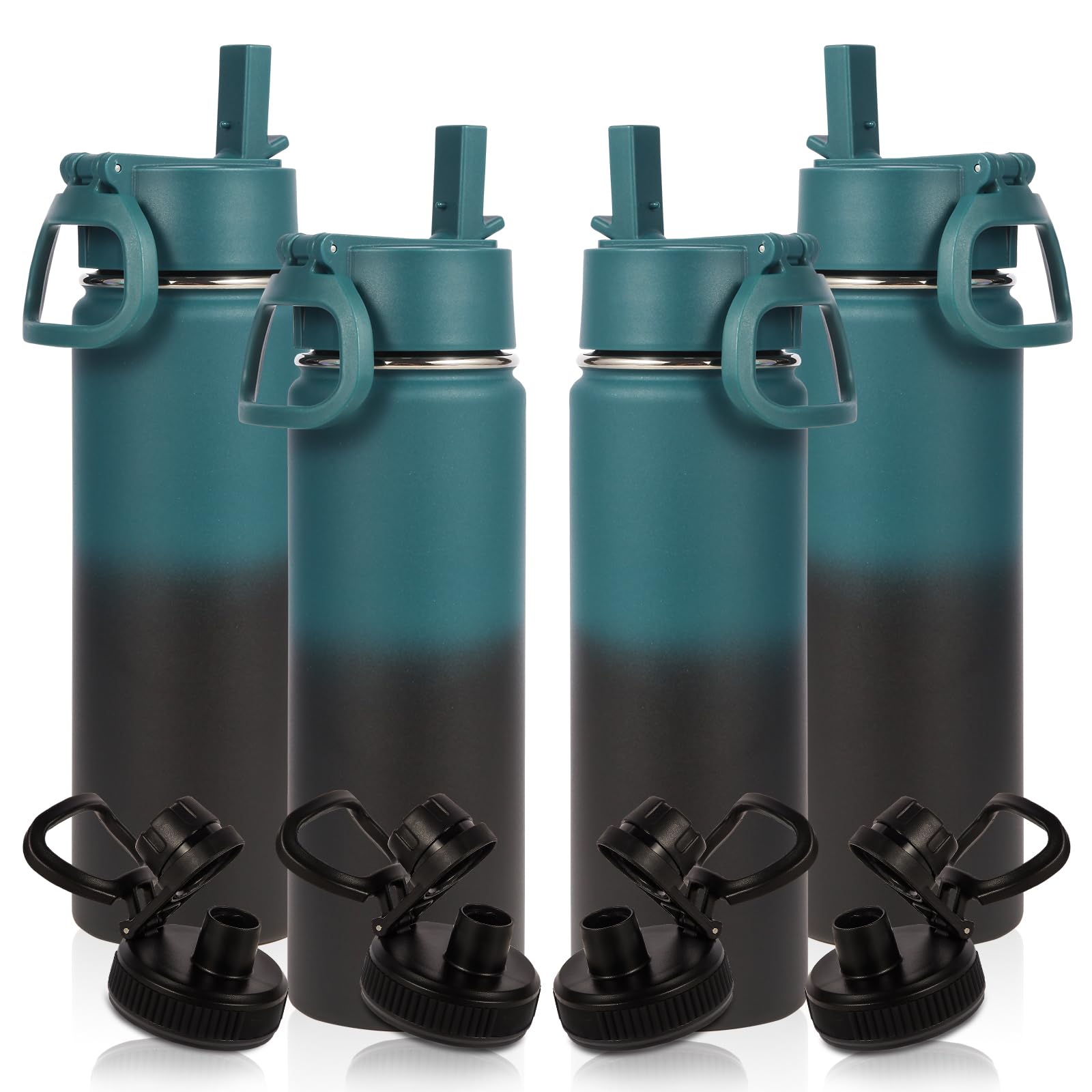 Volhoply 20oz Insulated Stainless Steel Water Bottle With Straw Lid Bulk 4 Pack,Kids Double Wall Vacuum Cups With Handle,Reusable Outdoor Camping