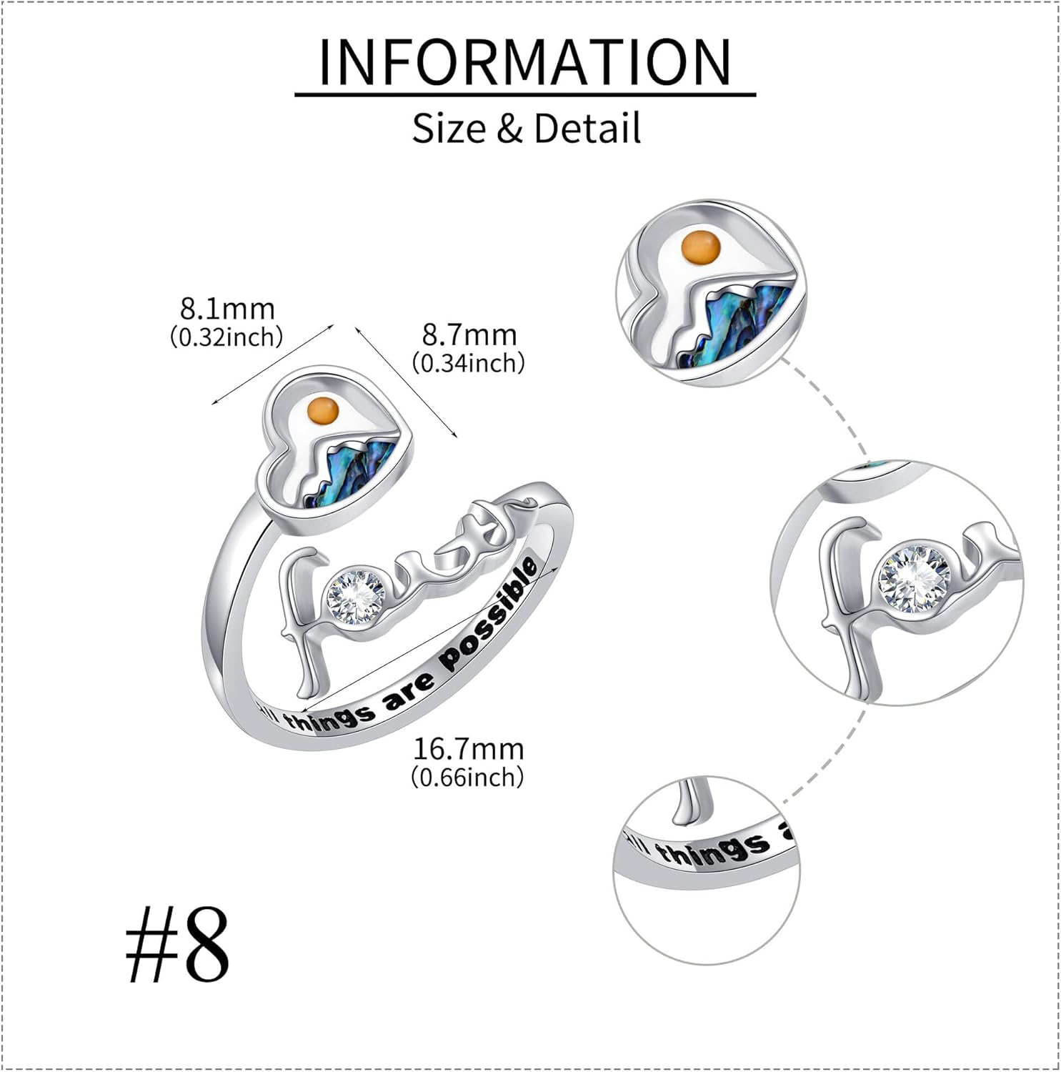 Sterling Silver Spoon Ring for Women Adjustable Open Ring Jewelry for Women Mom - Image 5