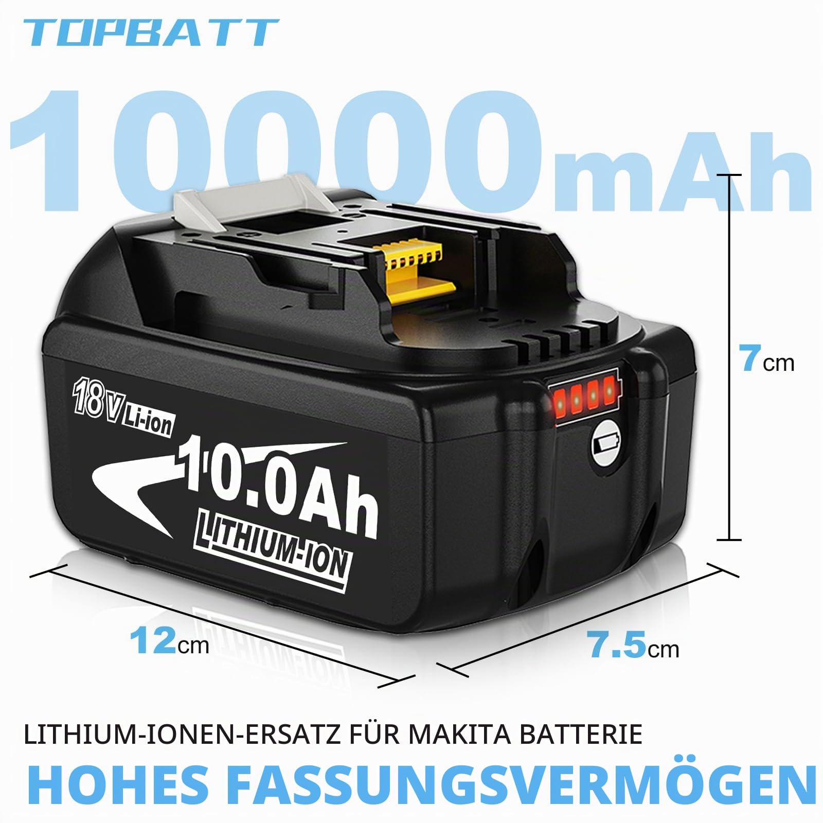 2Stück 10000mAh BL1860B Kompatibel für Makita Akku 18V und Ladegerät | Doppelte Aufladung 3A DC18RD Ladegerät Kompatibel für Makita 14,4V- 18V akku