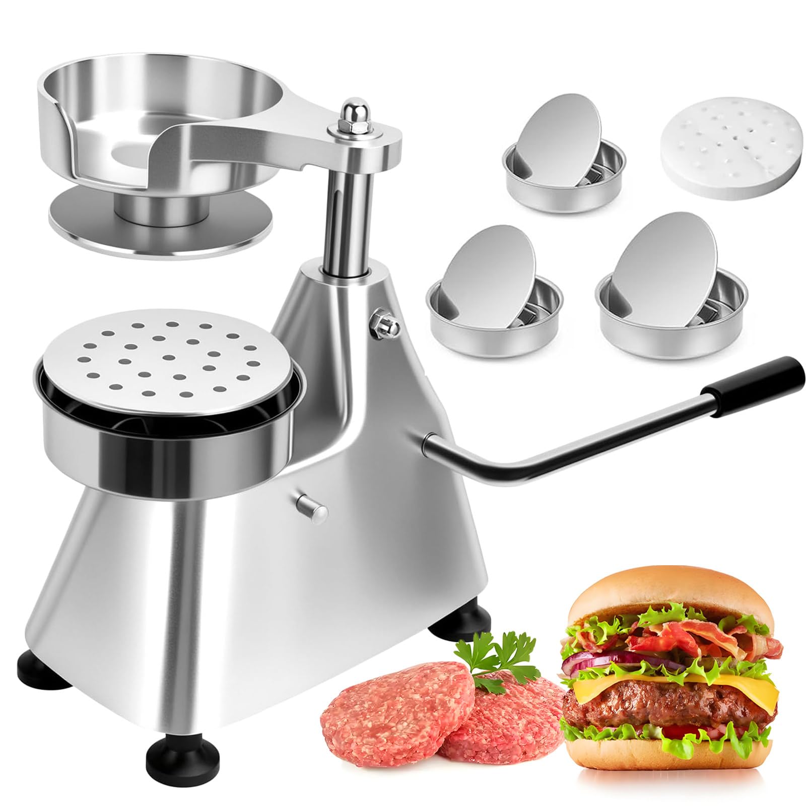 3-in-1 Burgerpresse Heavy Duty Hamburger Patty Maker mit 1200 Patty Papers, 3 Formen für Rind, Schwein, Huhn