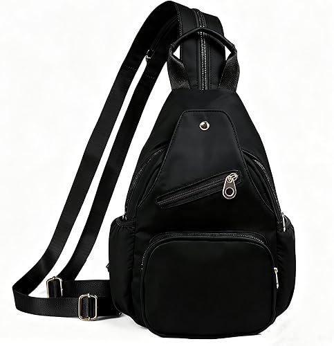 Miniatura 4 de EVANCARY Bolso bandolera pequeño para mujer, mochila bandolera para mujer, mochila cruzada de pecho para viajes, deportes, correr, senderismo, Negro