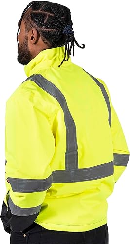 Miniatura 10 de Pioneer Chaqueta de seguridad reversible - Chaqueta impermeable transpirable para hombre y mujer - Amarillo de alta visibilidad - Cinta reflectante