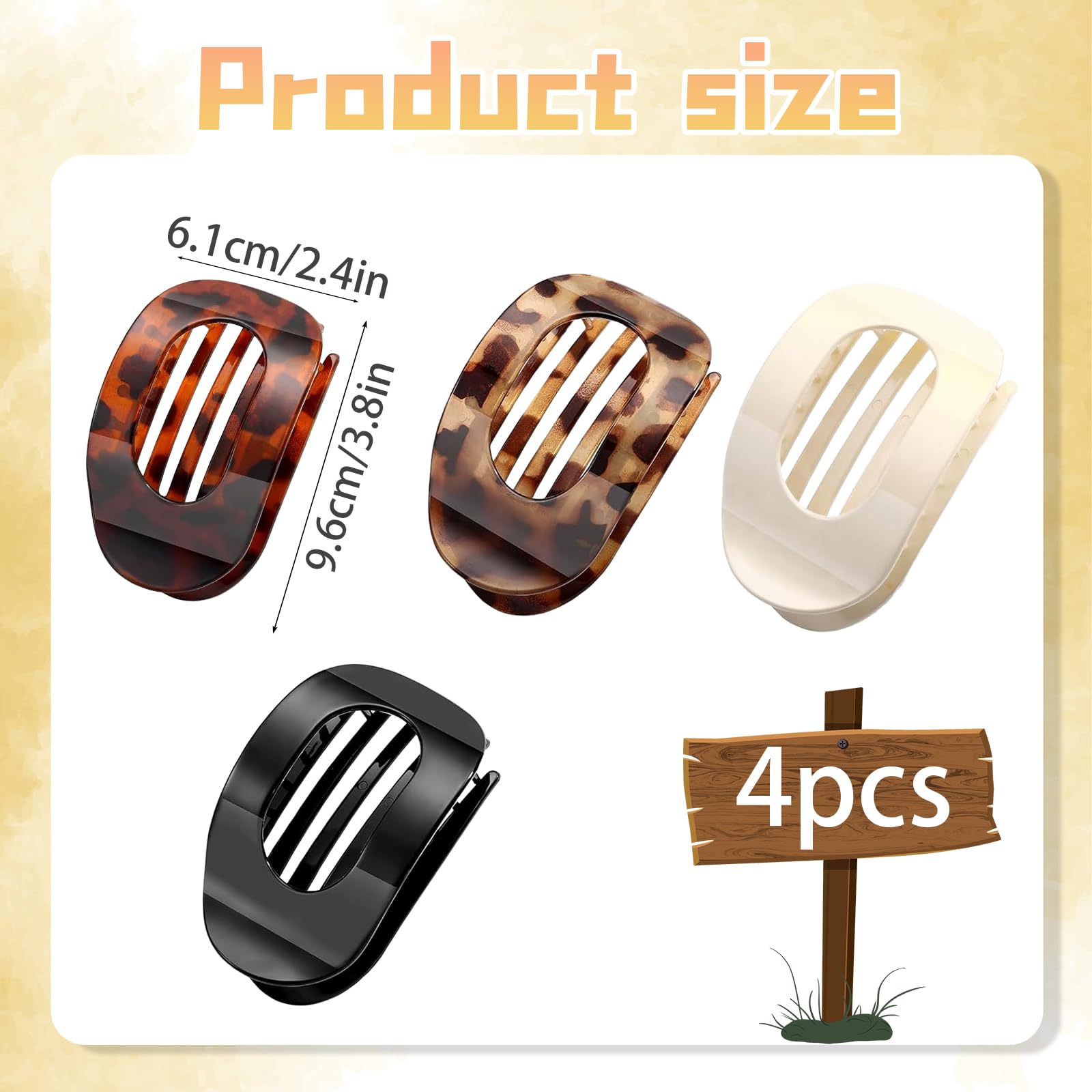 Flat Hair Claw Clips, Flat Claw Clip, Flat Hair Clips, Oval Shine Design for Women & Girls - Image 2