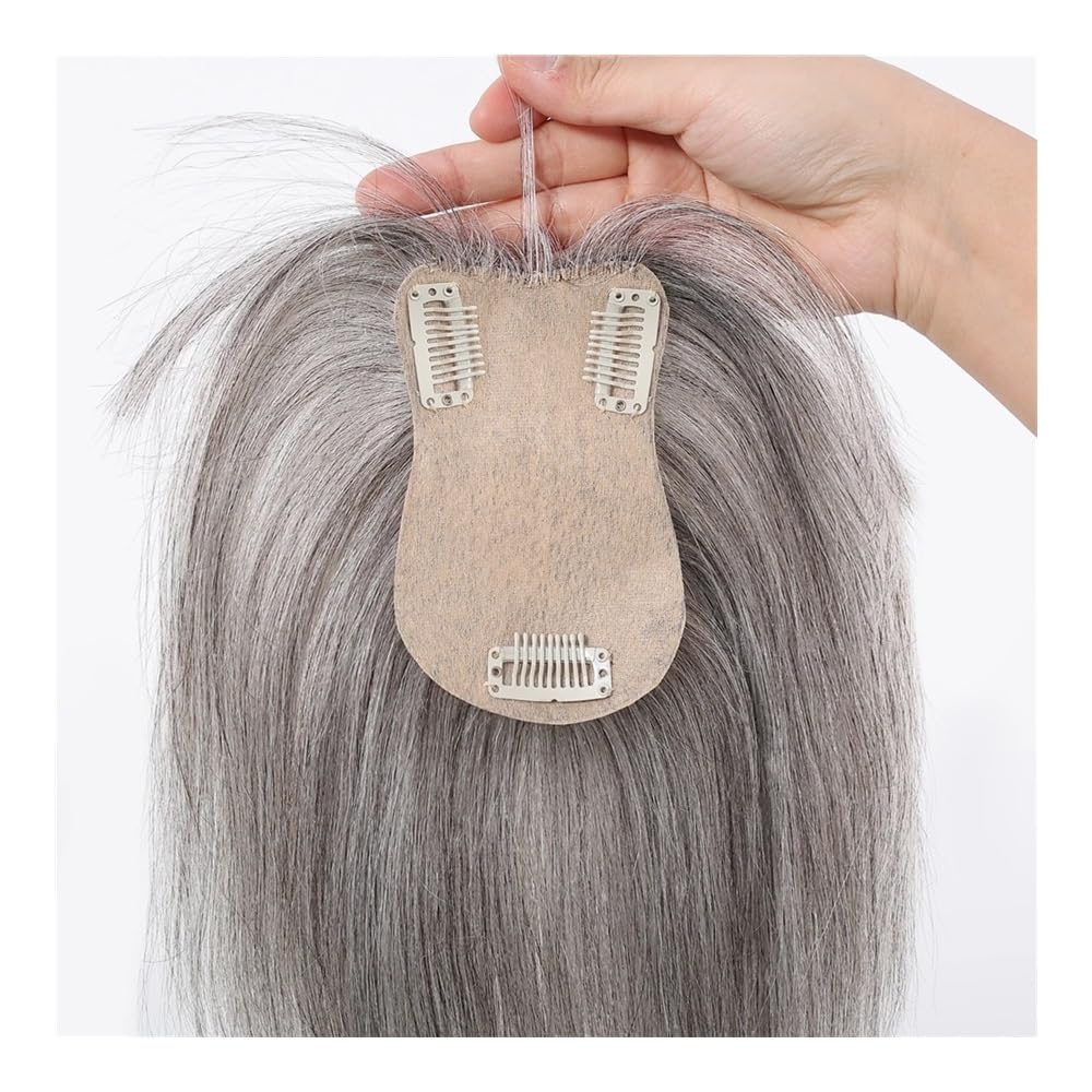 Haarteile für die Körperpflege für Echthaare von Frauen, 360°-3D-Abdeckung für den mittleren Pony für Haarverlängerungen von Frauen,Grey