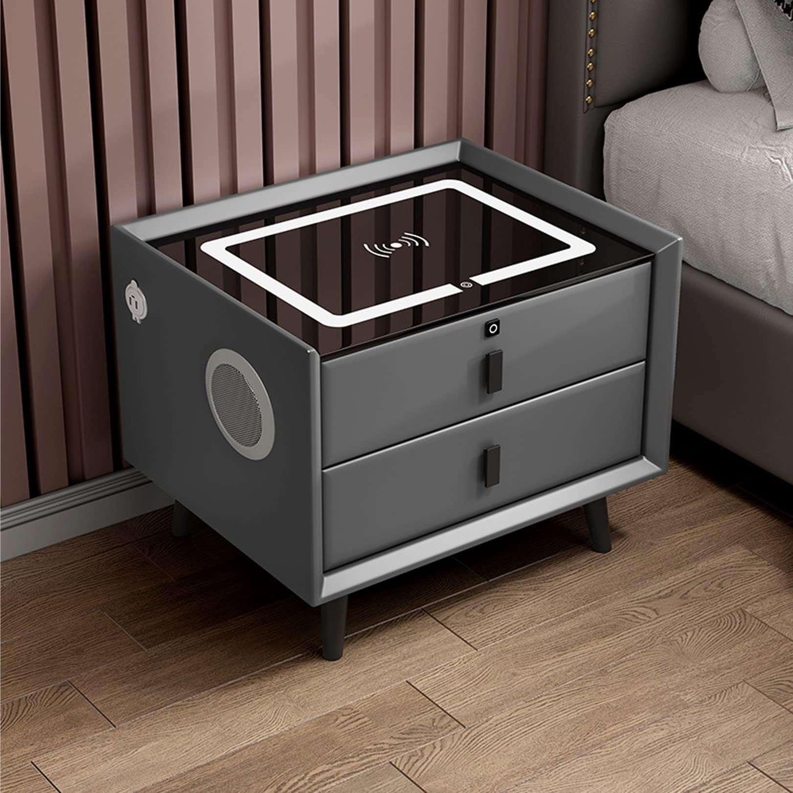 Table de Chevet Intelligente Chambre : Table de Nuit LED avec Chargeur USB