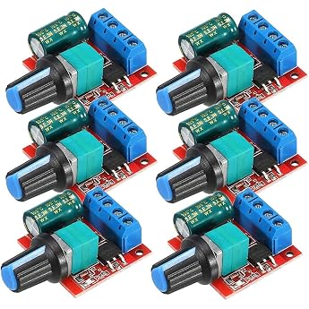 GUUZI DC Motor Speed Controller DC 6V 12V 24V 35V DC 5V-35V 5A Voltage PWM Adjustable Driver Switch with Control Button Pack of 6