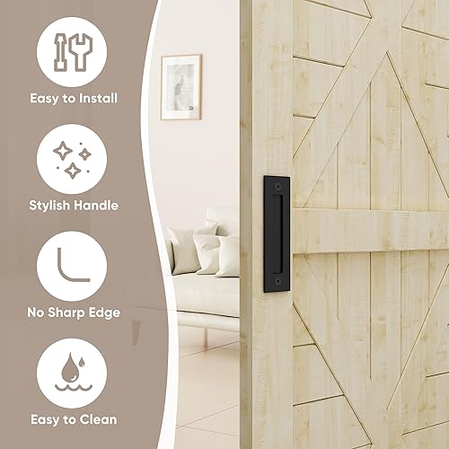 Miniatura 9 de JUBEST Manija de puerta corrediza de granero de 8 pulgadas, de acero inoxidable, moderna, simple, para puertas, garajes, puertas correderas,