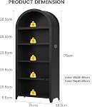HWB Arch Bookshelf with LED Lights, 175cm Tall,Use for Office, Living Room | 3 Color Lights, 5 Tier Wooden Shelves, Open Storage, Human Body Sensor, Farmhouse Style