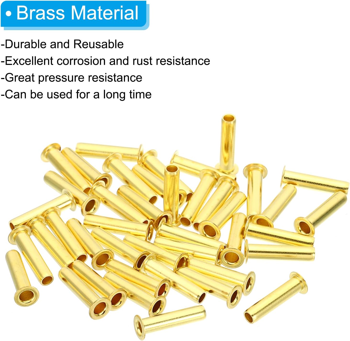 PATIKIL Brass Compression Insert, 40 Pack 5mm OD x 3mm ID Tube Insert Tube Support Compression Fitting Assortment Kit for Water Oil Air Pipe