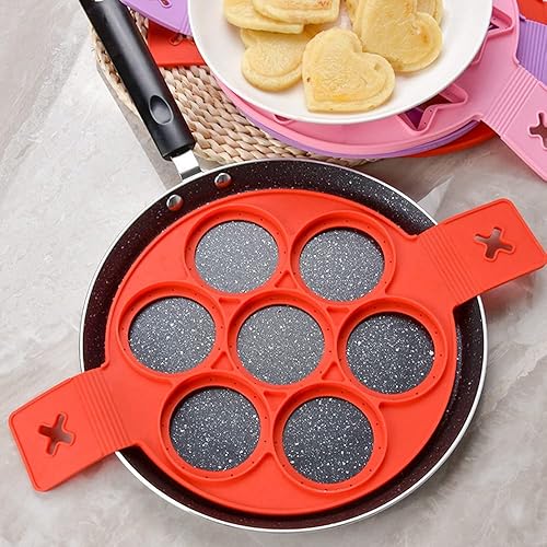 Miniatura 5 de Moldes antiadherentes para panqueques con anillo de silicona para huevos fritos, reutilizable, para hacer panqueques, hacer huevos, utensilios de