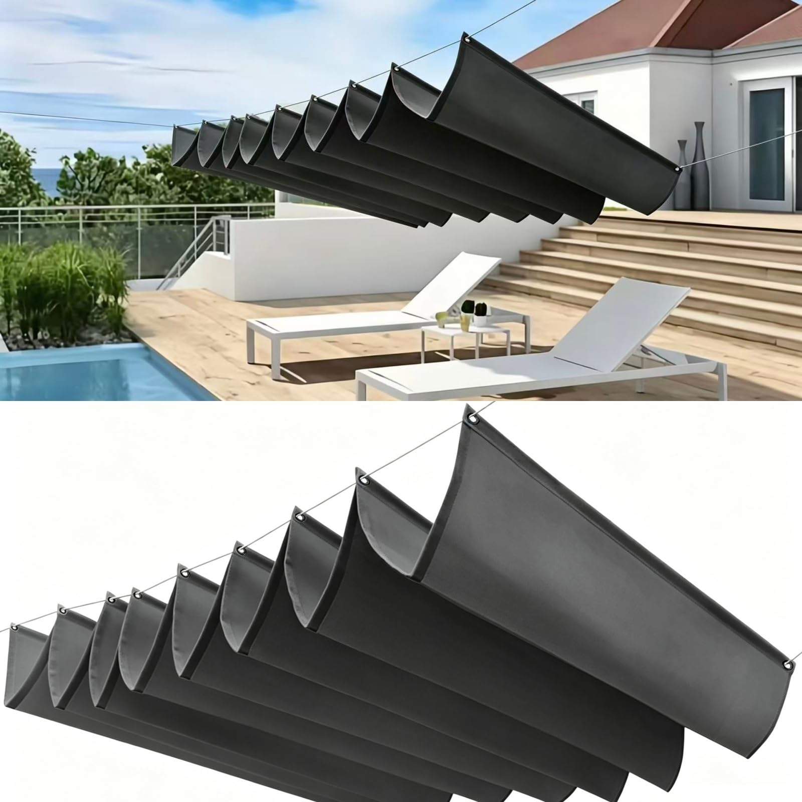 Voiles d'ombrage gris foncé 100x300cm de qualité supérieure