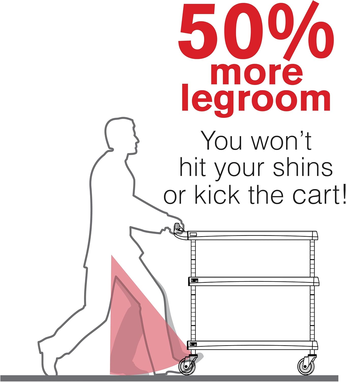 Metro myCart Plus Utility Cart - Choose-Your-Height Adjustable Heavy Duty Rolling Cart for Home, Commercial and Industrial Use - 3-Shelf, 400 lbs Capacity - 23.9" W x 34.4" L x 35.5-39.5" H - Black