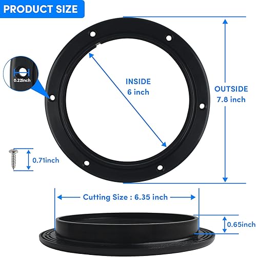 Miniatura 2 de Placas de cubierta para barcos, escotilla de barco de 4 pulgadas6 pulgadas, escotilla de inspección circular antideslizante con cubierta