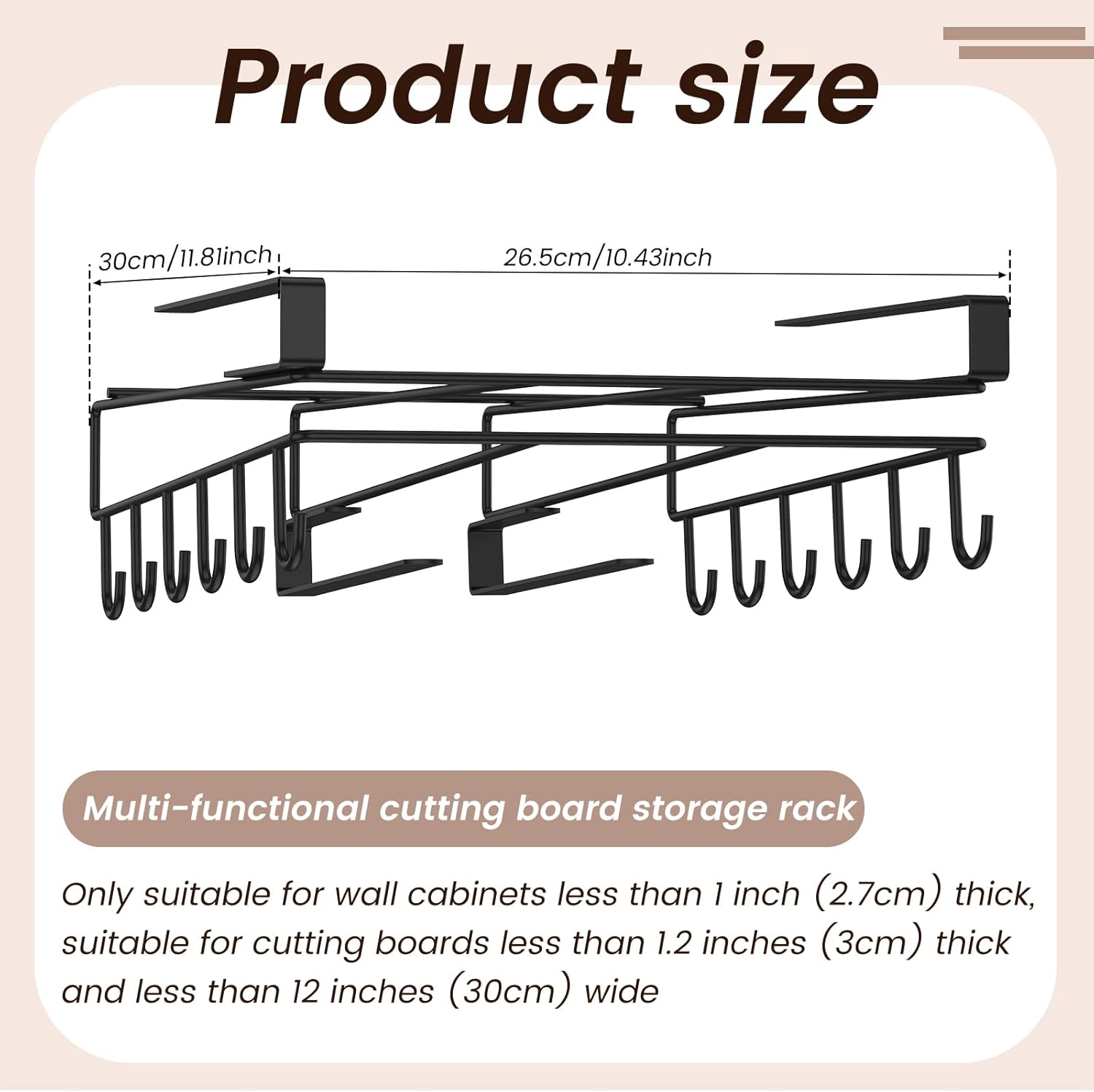 US Under Cabinet Cutting Board Holder Stainless Steel Hanging Cutting Board Rack Punch Hanging Chopping Board Rack Practical Hanging Cutting Board Organizer for Home Kitchen(Style 2,black)