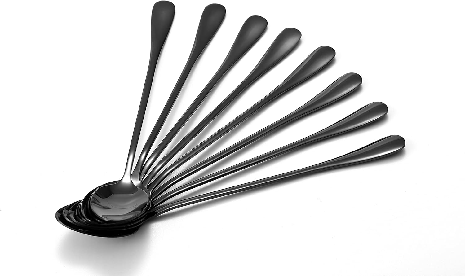 Marco Almond® KYA59 Iced Tea Spoon, Ice Cream Spoon, Titanium Coated Stainless Steel Long Handle Spoons for Coffee, Cocktail Stirring, Milkshake, Latte, Pack of 8, Black - Image 3