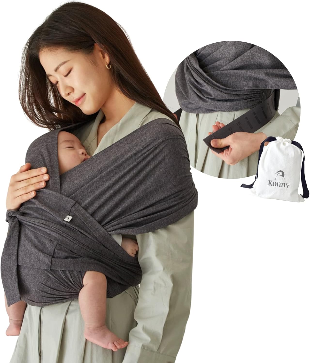 Amazon 【サイズ調節】コニー抱っこ紐フレックス(Konny) ママパパ兼用 ベビー スリング ラップ 新生児20kg 国際安全認証