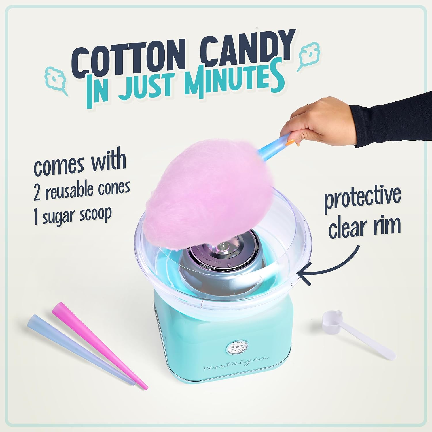 Nostalgia Snow Cone Shaved Ice Machine - Retro Table-Top Slushie Machine - Includes 1 Reusable Plastic Cup - Aqua, view 9