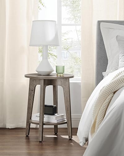 Miniatura 8 de VASAGLE - Mesa auxiliar, pequeña mesa auxiliar redonda con estante inferior, mesita de noche para espacios pequeños, sala de estar, dormitorio,